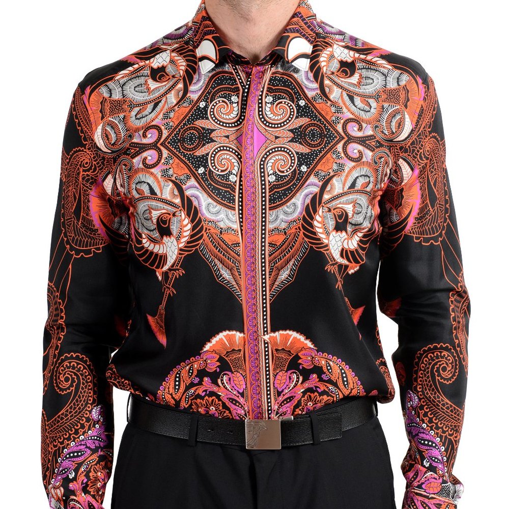 Versace Collection "Trend" Silk Graphic DressShirt - Picture 3 of 8